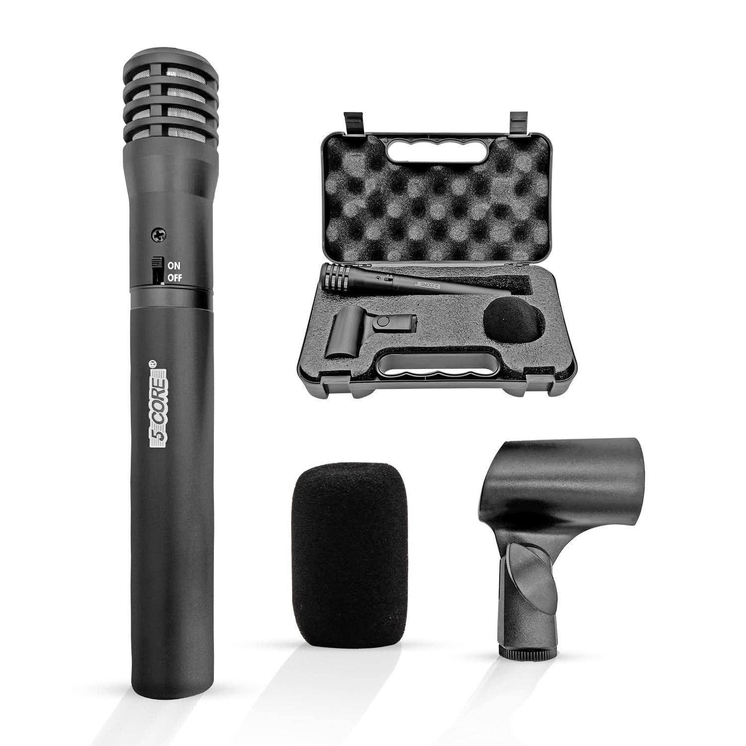 5Core Instrument Microphone Professional XLR Cardioid Pencil Stick Condenser Mic Black